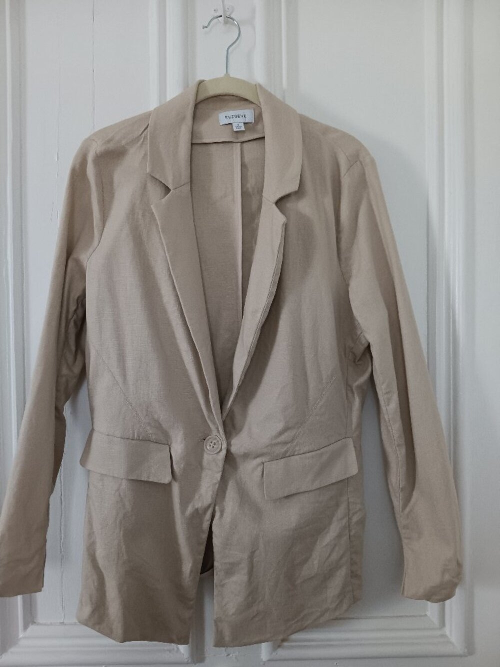COASTAL LIGHTWEIGHT EVEREVE LINEN BLEND BLAZER SMALL PREPPY CAREER NEUTRAL